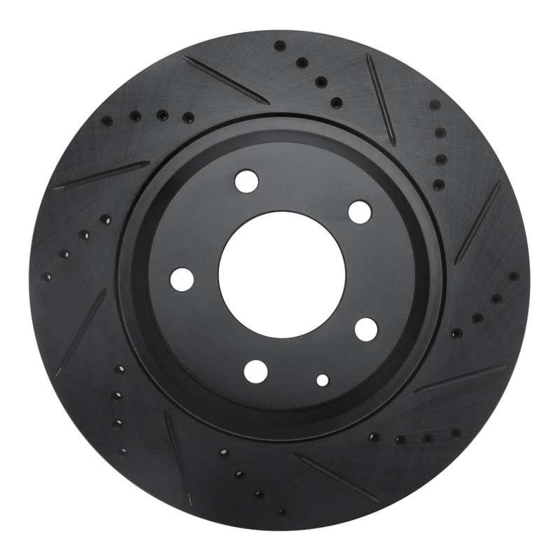 Mazda RX-8 Brake Rotor (1) - Rear Right - R1 Concepts - Drilled & Slotted - Black - `04-`11